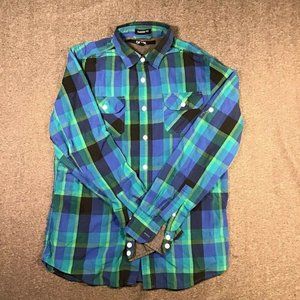 Carbon Men's Multicolor Check Print Full Sleeves Classic Fit Shirt Size S
